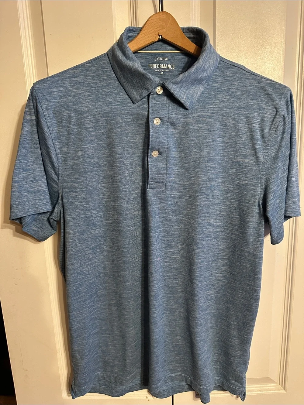 J. Crew Heathered Light Blue Performance Polo